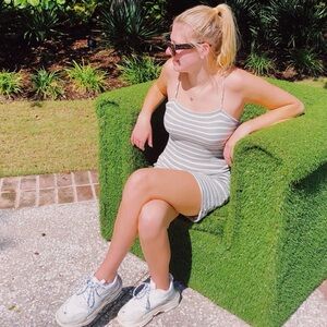 Forever 21 Green and White Striped Dress